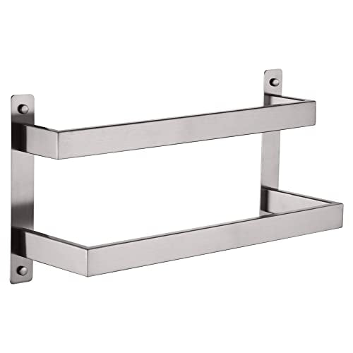 KOKOSIRI Hand Towel Bars 16 Inches Bathroom 2-Tiers Ladder Towel Rails Towel Holders Wall Mounted Towels Shelves Rack Brushed Stainless Steel, B5008BR-L16 - color: Brushed Nickel, size: 16-Inch