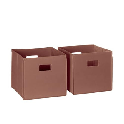 RiverRidge Folding Storage Bins - 2-pack of 10in Tall Terracotta Cubes | Fabric Bins, Set of 2 Storage Cubes, Cut-out Handles, Playroom Closet Organizer, Collapsible Cubby with Bottom Board Insert - color: 2 Terracotta 10in H Bins