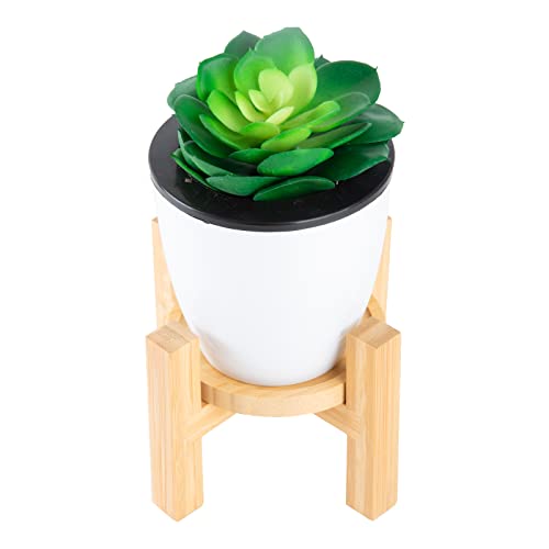 6.5 inch Modern Plant Stand & 5.5" Bamboo Saucer, Mid-Century Planter Holder, Plant Saucer, Round Bamboo Tray for Flower Pot, Planter Pot Tray, Prevent The Floor Wet, Not Include Planter Pot - size: 6.5"