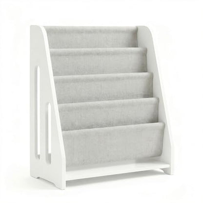 Perugina Wood Kids Bookshelf 5Tier(White) | DutchDesign Montessori Nursery Toddler Baby Book Shelf kidsroom - color: Milkywhite
