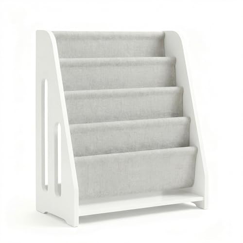 Perugina Wood Kids Bookshelf 5Tier(White) | DutchDesign Montessori Nursery Toddler Baby Book Shelf kidsroom - color: Milkywhite