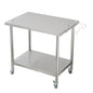 Garvee Stainless Steel Straight Edge Work Table 30 inch Double Layer with Casters & Garbage Shelf, Heavy Duty Commercial Prep Table, 0.7mm Thick - size: 30*24*35inch - with casters + trash rack