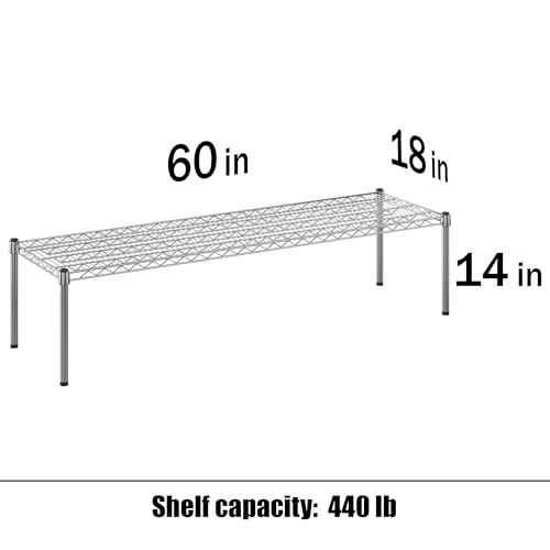 18" Deep x 60" Wide x 14" Height Wire Shelving Kit | 1-Tier | NSF Commercial Storage Rack Unit - size: 18" Deep x 60" Wide