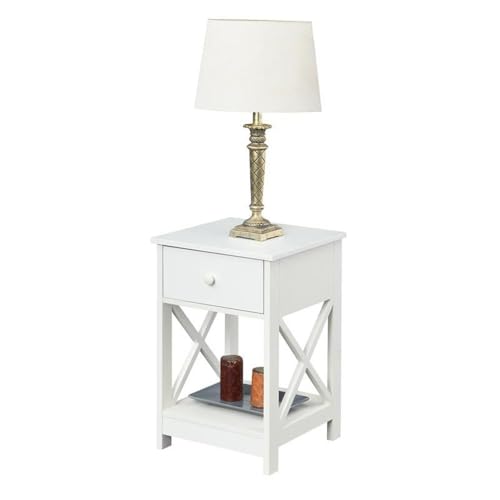 Convenience Concepts Oxford 1-Drawer End Table with Shelf, White