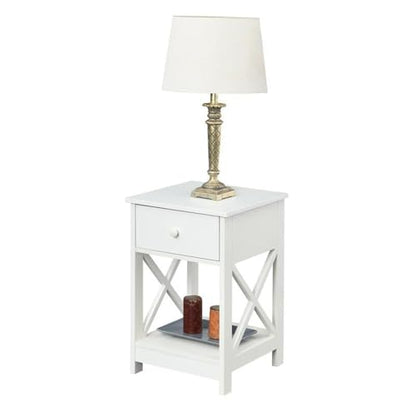 Convenience Concepts Oxford 1-Drawer End Table with Shelf, White