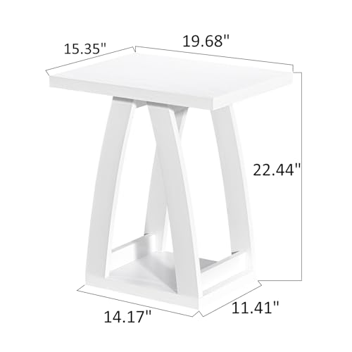 FROMJBEST End Tables Living Room, Side Table, White End Table Set of 2 | Couch Side Table with Shelf, Modern End Table for Living Room, Bedroom, Nightstands Set of 2 - color: White, size: 2