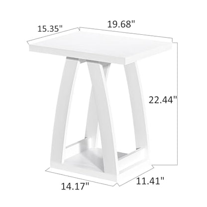 FROMJBEST End Tables Living Room, Side Table, White End Table Set of 2 | Couch Side Table with Shelf, Modern End Table for Living Room, Bedroom, Nightstands Set of 2 - color: White, size: 2