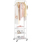 Kaitiemoo Heavy Duty Clothing Rack with Wheels,Modern Garment Rack with 3 Metal Shelves, 71.8Inches Display Rack for Hanging Clothes, Hanging Rod for Small Spaces,White - color: White
