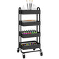 4-Tier Metal Rolling Cart with Wheels,4 Tier Utility Cart with Wheels for Office,Home,Kitchen,Garden（13.4"x18.1"x40"） Black - color: Black, size: 40"H