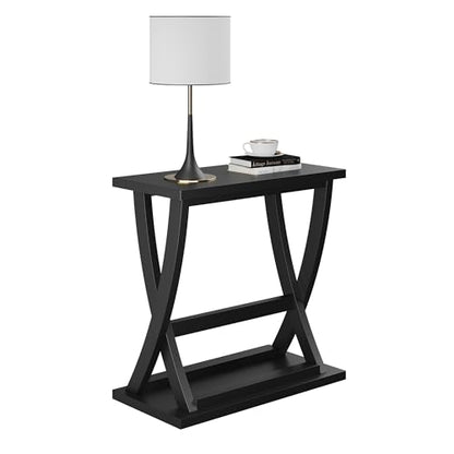 ChooChooEnd Table, Narrow Side Table with Storage Shelf | Simple shape, Living Room, Black - color: Black, size: 11.81"D x 23.62"W x 23.03"H
