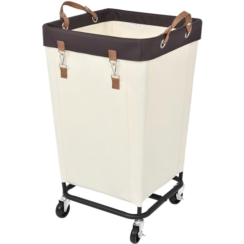 StorageWorks 160L Laundry Basket with Wheels, Rolling Hampers for Clothing - color: Beige, size: 160L