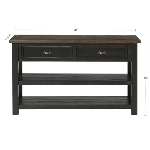 Martin Svensson Home Solid Wood Sofa Console Table, Black with Brown Top - color: Black With Brown Top
