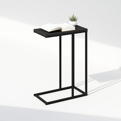 Furinno C-Shaped Side Table, Metal Frame End Table, Night Stand, Bedside Table, for Living Room, Bedroom, Americano - color: Americano, size: C-Shaped with Metal Frame
