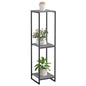 46" Tall 3-Tier Corner Plant Stand Indoor, Oak Grey | Functions as Flower Pots, Shelf, Decor Rack, Holder; Metal Frame with MDF Boards; for Living Room, Balcony; Modern Design