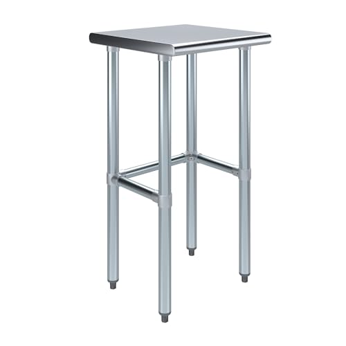18 in. x 18 in. Open Base Stainless Steel Work Table | Residential & Commercial | Food Prep | Heavy Duty Utility Work Station | NSF - size: 18 in. Length x 18 in. Width