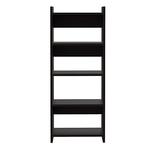 Compact Desk Bookcase Combo: Modern Black Wood Home Office Workstation with Keyboard Tray & Storage Shelves - Space Saving Design for Small Apartments & Study Rooms