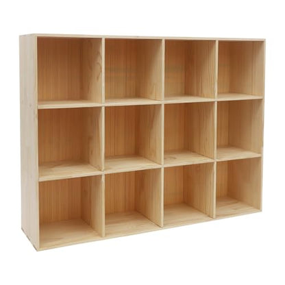 12 Cube Solid Wood Bookcase, Wooden Bookshelf Modern Floor Standing Storage Shelf for Living Room Bedroom Office, 11.8 * 11.8 * 11.8in Cubes with 220lbs Capacity, Easy Assembly - size: 12 Cube B