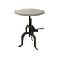 Carolina Chair & Table Adjustable Hand Crank 18" Wooden Top Rustic Side Table - Cast Iron Base Round Accent Table for Farmhouse, Living Room, or Bedroom (Natural Driftwood/Aged Iron) - color: Natural Driftwood/Aged Iron