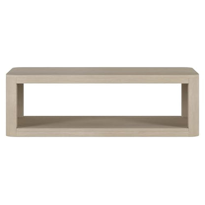 Henn&Hart 47" Rectangular Low-Profile Coffee Table with Open Storage Shelf for Living Room, Family Room, or Office, Beech White - color: Beech White