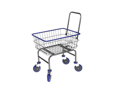 Rolling Laundry Cart with Wheels, Metal Wire Basket, Heavy Duty Utility Cart (Blue) - color: Blue