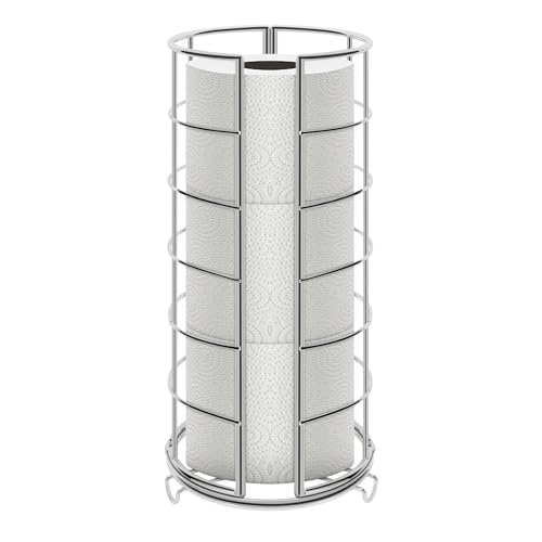 NearMoon Toilet Paper Organizer Stand, Free Standing 3 Rolls Tissue Storage, Metal Bathroom Accessory, Rustproof Toilet Roll Holder for Kitchen Countertop Inside Cabinet Shelf(Metal Base, Chrome) - color: Chrome