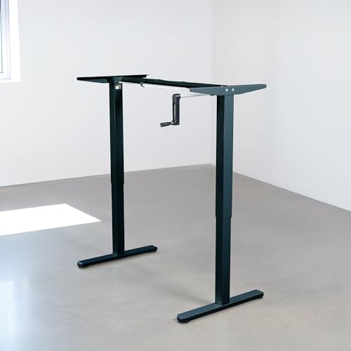 VIVO Compact Hand Crank Stand Up Desk Frame, Black, DESK-M051MB | For 37 to 77 inch Table Tops, Height Adjustable, Ergonomic Standing Desk Legs, Foldable Handle - color: Black