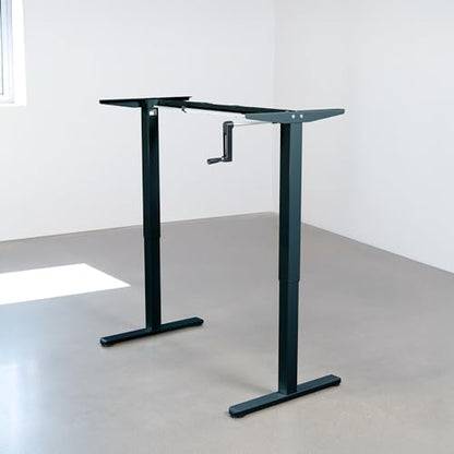 VIVO Compact Hand Crank Stand Up Desk Frame, Black, DESK-M051MB | For 37 to 77 inch Table Tops, Height Adjustable, Ergonomic Standing Desk Legs, Foldable Handle - color: Black