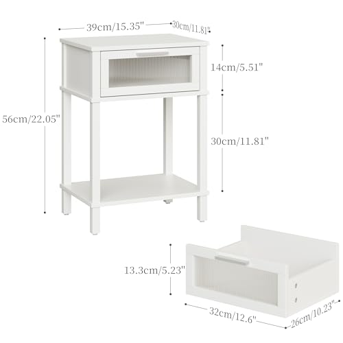 Nightstand Wooden Bedside Table with Drawer White Night Stands Modern Style Small End Table Side Table with Storage Shelf for Bedroom Living Room MLBZ10W - color: White