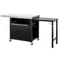 Feasto Outdoor Kitchen Island with Cabinet, 74” x 24” Rolling Grill Table | Grill Table with Stainless Steel Top for Pizza Oven& Griddles, Movable Bar Cart with Pull-Out Plate for Parties & Gathering - size: Large