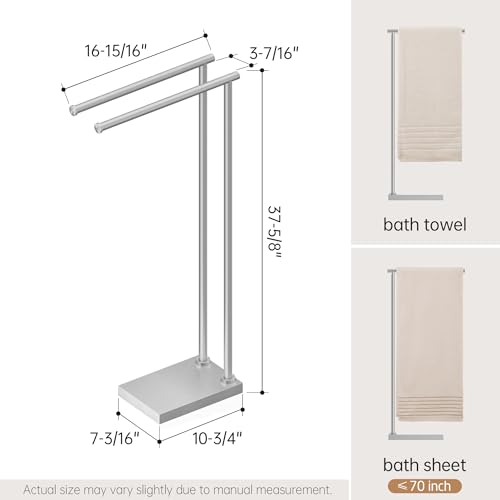 KES Free Standing Towel Racks for Bathroom with 3X Thicker Base, 2-Tier Towel Rack Stand for Bathroom Floor, Upgrade Steady Design, Pro-Grade 18/8 Stainless Steel Brushed Finish, BTH239-2 - size: 37 inch (2-tier, Equal Height)