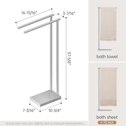KES Free Standing Towel Racks for Bathroom with 3X Thicker Base, 2-Tier Towel Rack Stand for Bathroom Floor, Upgrade Steady Design, Pro-Grade 18/8 Stainless Steel Brushed Finish, BTH239-2 - size: 37 inch (2-tier, Equal Height)