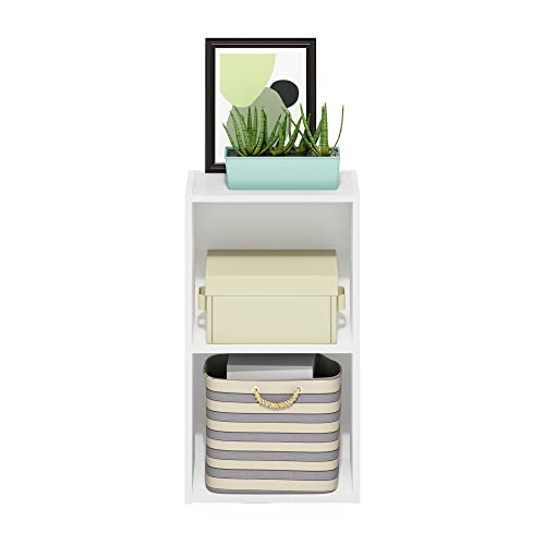Furinno PASIR Book Shelf, 2-Tier Modern Bookshelf, Open Shelves Cube Bookcase, 9 x 12 x 21, Easy Assembly, Closed Back, for Living Room, Bedroom, Home Office, Plain White - color: Plain White, size: 2-Cube, 9 x 12 x 21