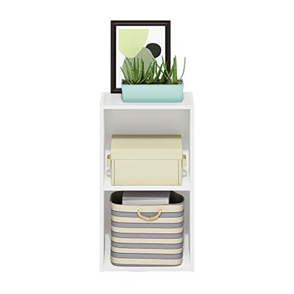 Furinno PASIR Book Shelf, 2-Tier Modern Bookshelf, Open Shelves Cube Bookcase, 9 x 12 x 21, Easy Assembly, Closed Back, for Living Room, Bedroom, Home Office, Plain White - color: Plain White, size: 2-Cube, 9 x 12 x 21