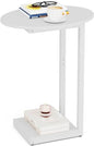 Hosfais Small Side Table End Table, C Shaped Oval Coffee Table, Wooden TV Tray for Living Room, Bedroom, Couch, Small Spaces (White) - color: White, size: Oval