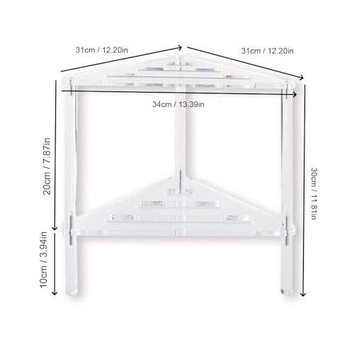 Acrylic Corner Shelf, 2 Tier Floor Shower Caddy & Anti Slip Shower Stool Clear Corner Shower Organizer for Bathroom Plant Stand for Bedroom Kitchen 13.39 x 12.20 x 11.81 Inch