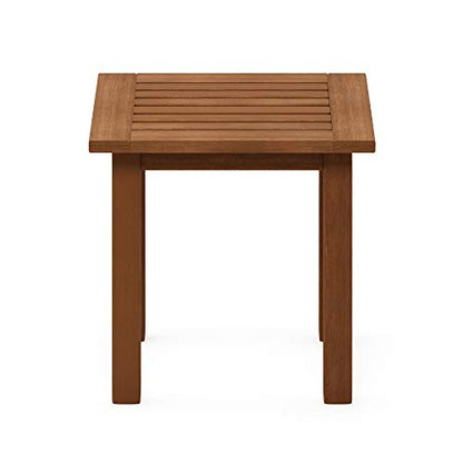 Furinno FG18506 Tioman Hardwood Patio Furniture Outdoor End Table, Natural - color: Natural, size: 17.5"D x 17.7"W x 17.3"H
