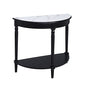 Convenience Concepts French Country Half-Round Entryway Table with Shelf, White Faux Marble/Black - color: White Faux Marble/Black