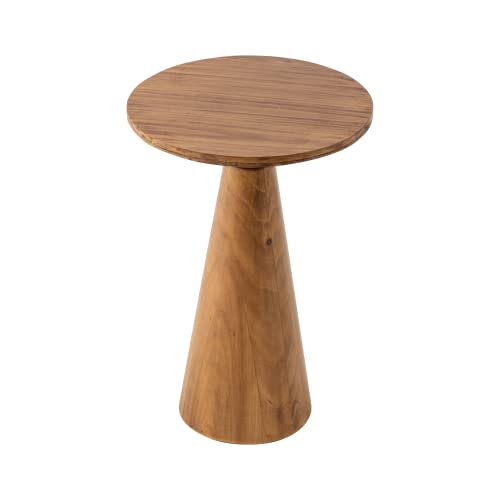 COZAYH Small Pedestal End Table Round Farmhouse Martini Table Wood Plant Stand Rustic Drink Table for Small Space Living Room, Walnut - color: Walnut
