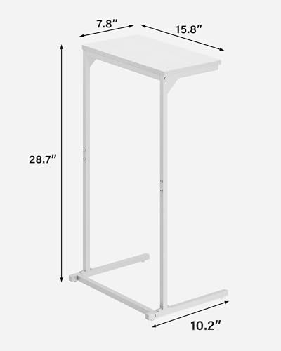 TUTOTAK C Shaped End Table, Small Side Table, 28.7 inch Tall Couch Table, Sofa Table, Living Room, Bed Room, White TB01BW071 - color: White