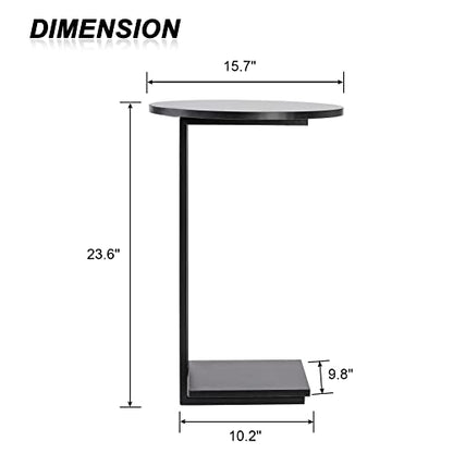 HDANI C Shaped End Table Set of 2,Couch Side Table That Slide Under,C Table End Table for Livingroom, Bedroom,Office (Black) - color: Black, size: Round 2 Pcs