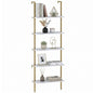 aboxoo Ladder Shelf White Marble Bookshelf 5-Tier Wall-Mounted Wood Rack Industrial Modern Plant Flower Stand Utility Organizer Open Bookcase Metal Frame Furniture Office Kitchen Bedroom - color: White Marble 5-tier, size: 1PC