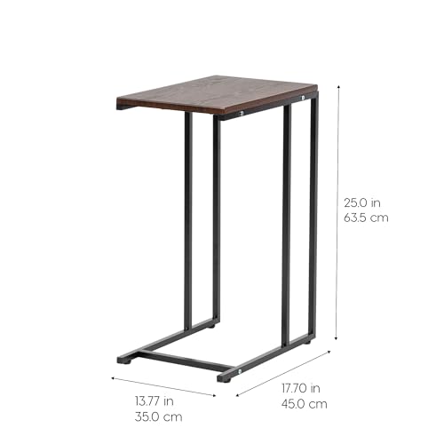 IRIS USA Wide C-Shape Side Table, Wood and Metal Frame End Table - style: Modern