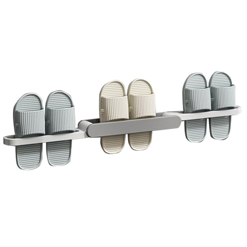 COVRA 3-in-1 Foldable Wall-Mounted Shoe Rack, Adhesive No-Drill Slipper Organizer for Closet, Bathroom, or Living Room Doors (Gray)