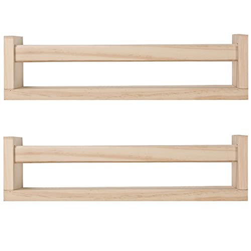 JORIKCHUO Nursery Book Shelves, Set of 2 Wood Floating Book Shelves for Kids Room, Kitchen Spice Rack, or Rustic Wall Mounted Shelves for Farmhouse Bathroom Décor (Natural Wood) - color: Natural Wood