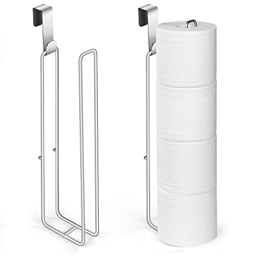 2Pcs Over The Tank Toilet Paper Holder for 4 Roll Tissue，Bathroom Toilet Paper Roll Storage Holder Wall Mount Brushed Nickel,Metal Hanging Toilet Paper Holder Dispenser,Organizer - color: D:hold 4 Rolls Tissue(2pcs)