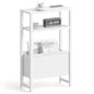Narrow Side Table, Slim End Table with Magazine Rack, Skinny Bedside Table for Small Spaces, 3 Tier Sofa Couch Table Nightstand for Living Room, Bedroom, White LET503W - color: White, style: No Charging Station