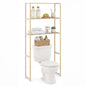 COSTWAY 3-Tier Over The Toilet Rack, Solid Wood Vertical Organizer with Slatted Shelves, Freestanding Space-Saving Toilet Storage Rack for Bathroom, Laundry Room