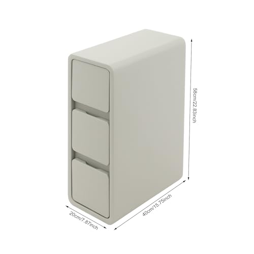 Narrow Nightstand with Drawers, Floor Standing Small Bedside Tables Skinny Nightstand Narrow Side Table Slim End Table for Bedrooms, Living Rooms, Hallways, Study Rooms, Offices Light Grey - color: Light Grey