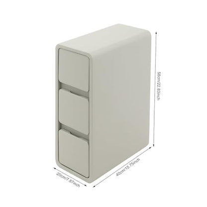 Narrow Nightstand with Drawers, Floor Standing Small Bedside Tables Skinny Nightstand Narrow Side Table Slim End Table for Bedrooms, Living Rooms, Hallways, Study Rooms, Offices Light Grey - color: Light Grey