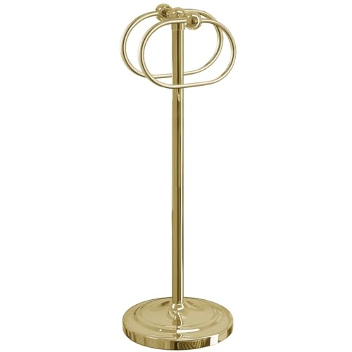 17 Inch Stainless Steel Hand Towel Holder Double Stand Hand Towel Ring for Washcloths or dishcloths Non-Slip Base Free Standing Towel Rack for Bathroom Kitchen (Gold) - color: Gold